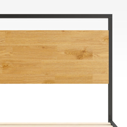 Milan Metal and Wood Platform Bed Frame With Headboard Nakhlaa