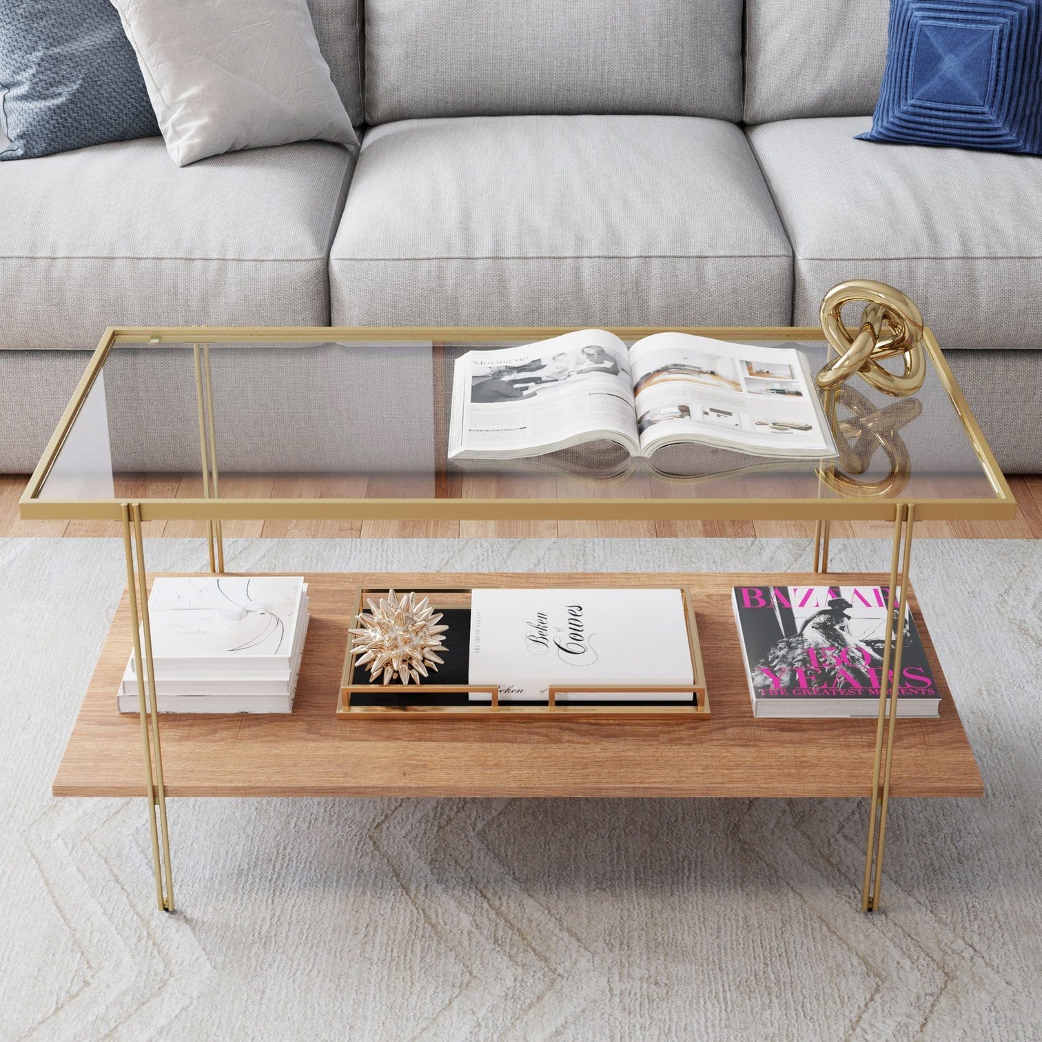 Theo Rectangle Gold Coffee Table Nakhlaa