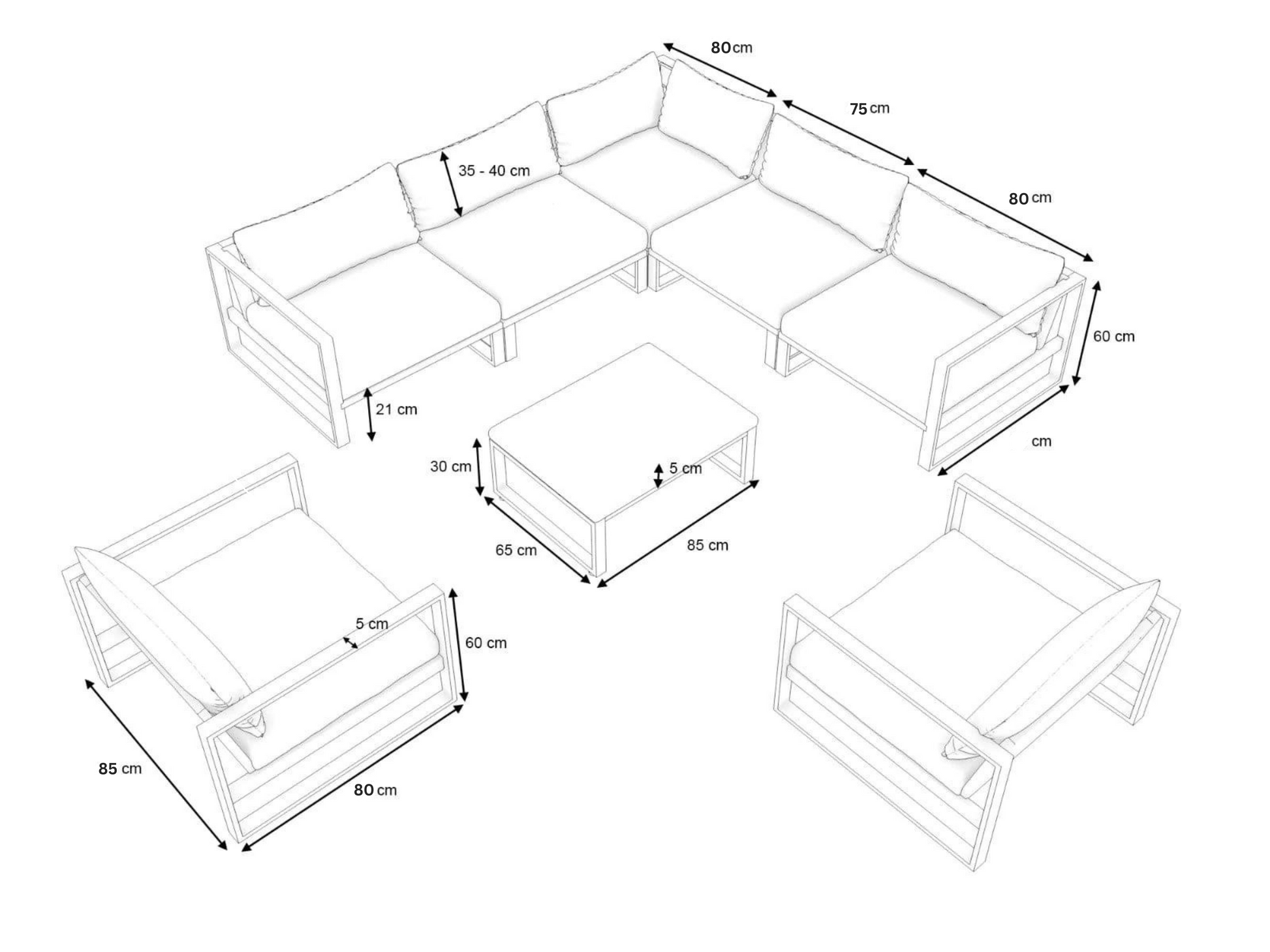 Niesky XL Outdoor/Indoor Furniture Set Nakhlaa